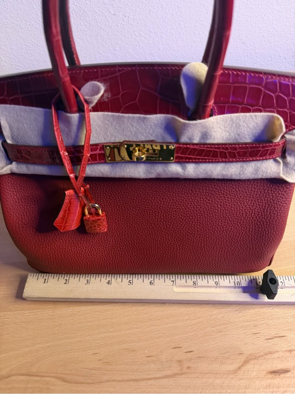 H Birkin 30 rouge red Ferrari cherry genuine Niloticus crocodile touch Togo GHW - Picture 8 of 12